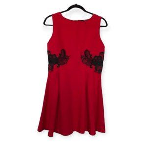 AX Paris Red Mini Dress with Black Lace Cutouts Women's Large Homecoming Party